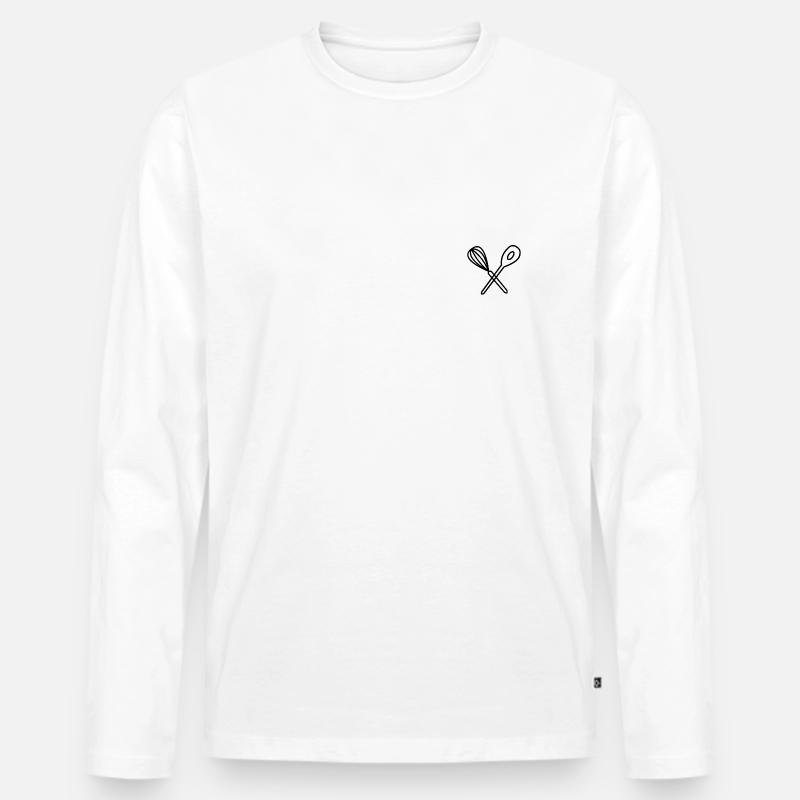 Kochlöffel kochen backen - Männer Premium Bio Langarmshirt - Weiß