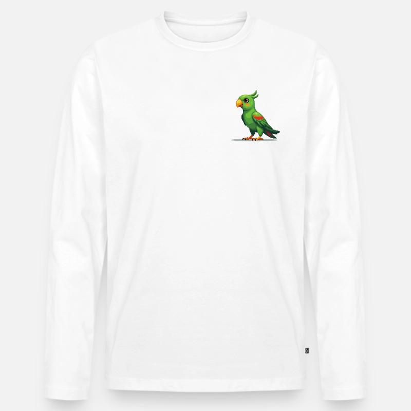 Pixel Papagei – Retro 8-Bit Style - Männer Premium Bio Langarmshirt - Weiß