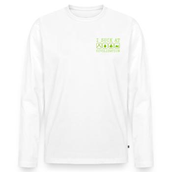 JE SUIS NUL À LA CIVILISATION (PICTO) - T-shirt manches longues Premium bio Homme - blanc - Devant - Nico (187cm)