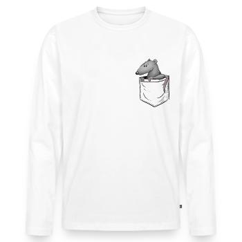Petit rat dans la poche Rongeur sur le chemin - T-shirt manches longues Premium bio Homme - blanc - Devant - Nico (187cm)