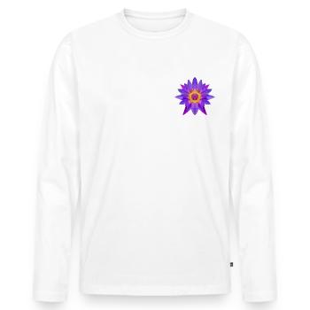 Polygon Lotus Flower – Mysticism, Nature & Relaxation - Men's Premium Organic Long Sleeve Shirt - white - Front - Nico (187cm)