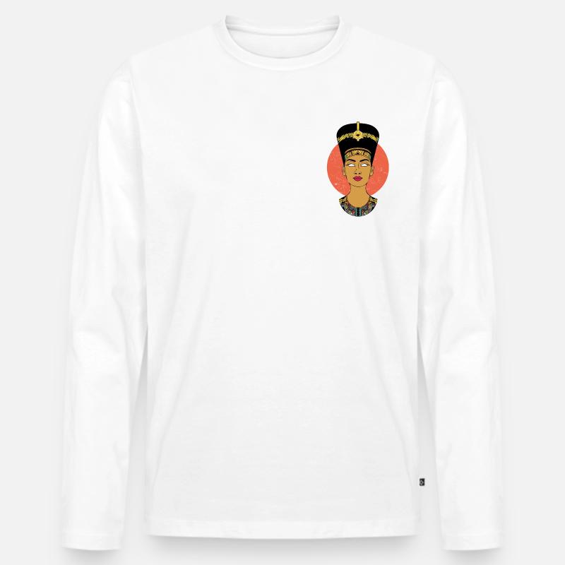 Illuminati Nofretete - Sonnengott - Männer Premium Bio Langarmshirt - Weiß