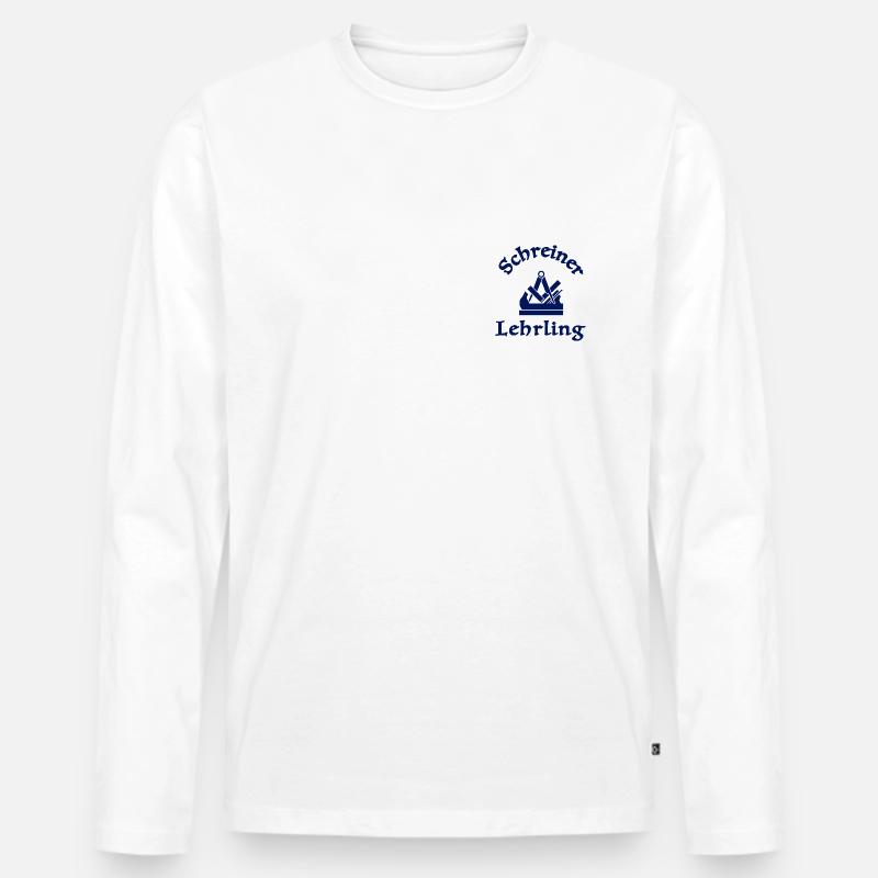 Schreinerlehrling Zunftzeichen Blau - Männer Premium Bio Langarmshirt - Weiß