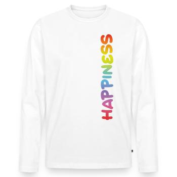 Happiness - Männer Premium Bio Langarmshirt - Weiß - Vorne - Nico (187cm)