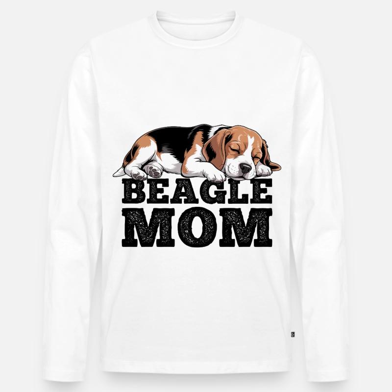 Beagle Mama - Männer Premium Bio Langarmshirt - Weiß