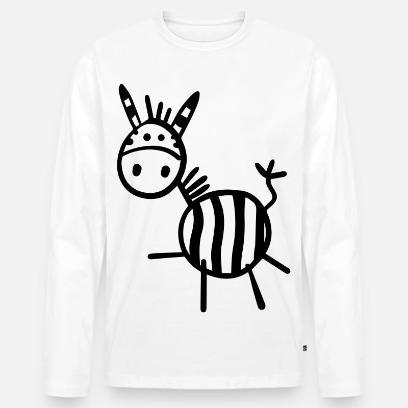 Funny Zebra - Männer Premium Bio Langarmshirt - Weiß