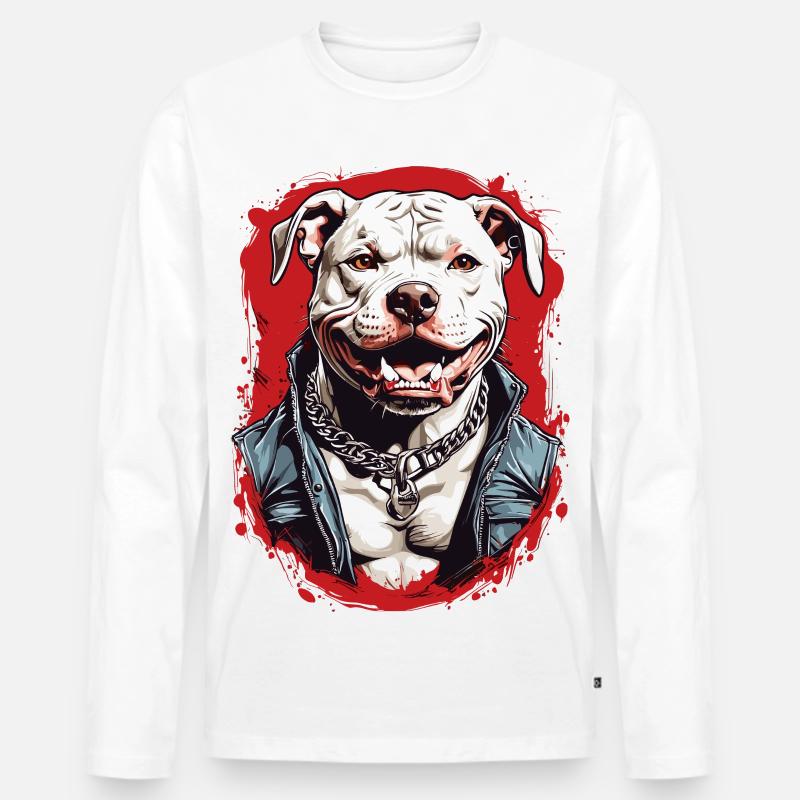 Hunderasse Pitbulls - Männer Premium Bio Langarmshirt - Weiß