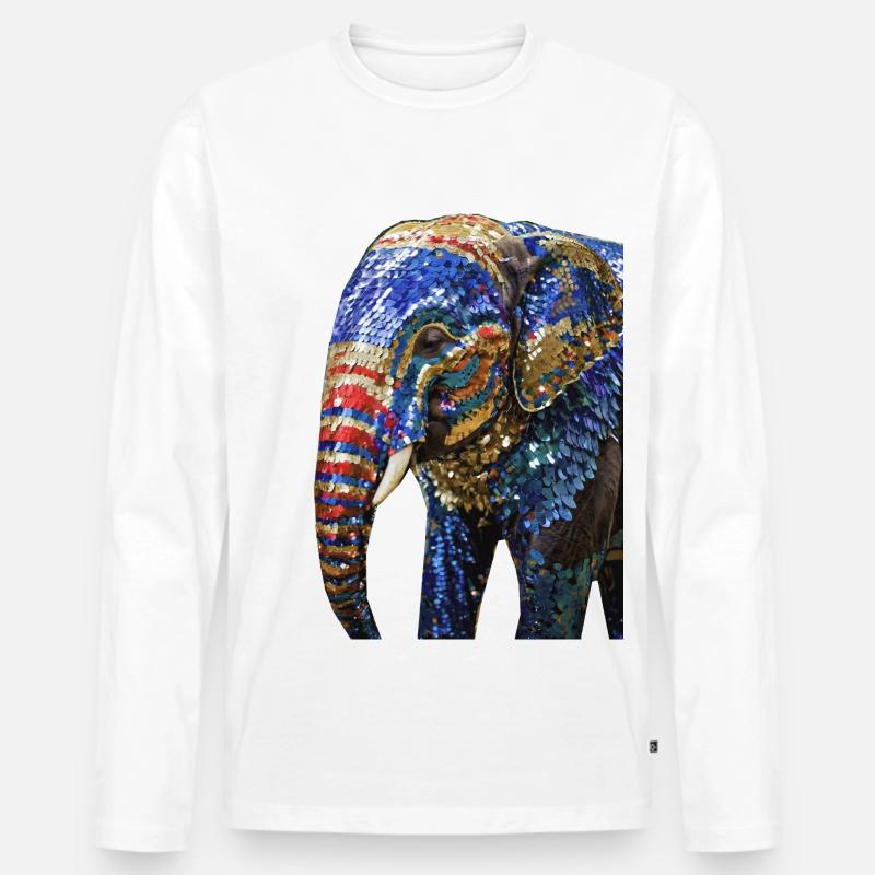 elefant,pailletten,elefant mit pailletten,gold, - Männer Premium Bio Langarmshirt - Weiß