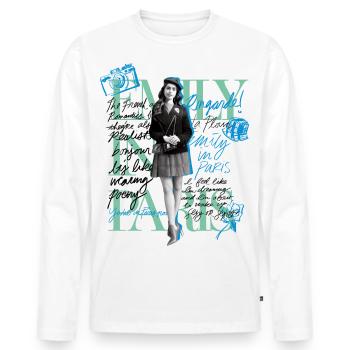 Emily In Paris Emily Mit Zitaten Blau Grün - Männer Premium Bio Langarmshirt - Weiß - Vorne - Nico (187cm)