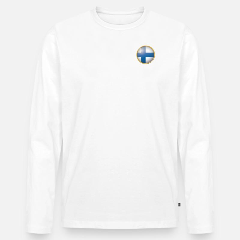 Finnland Emblem - Männer Premium Bio Langarmshirt - Weiß