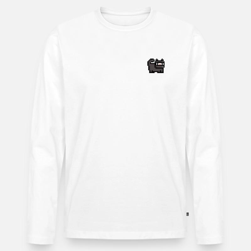 Retro Ninja Katze - Männer Premium Bio Langarmshirt - Weiß