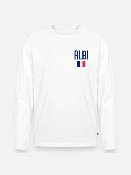 Albi France Flag Emblem - Men's Premium Organic Long Sleeve Shirt - white