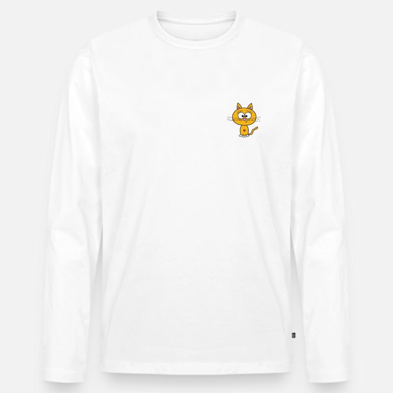 Katzi - Männer Premium Bio Langarmshirt - Weiß