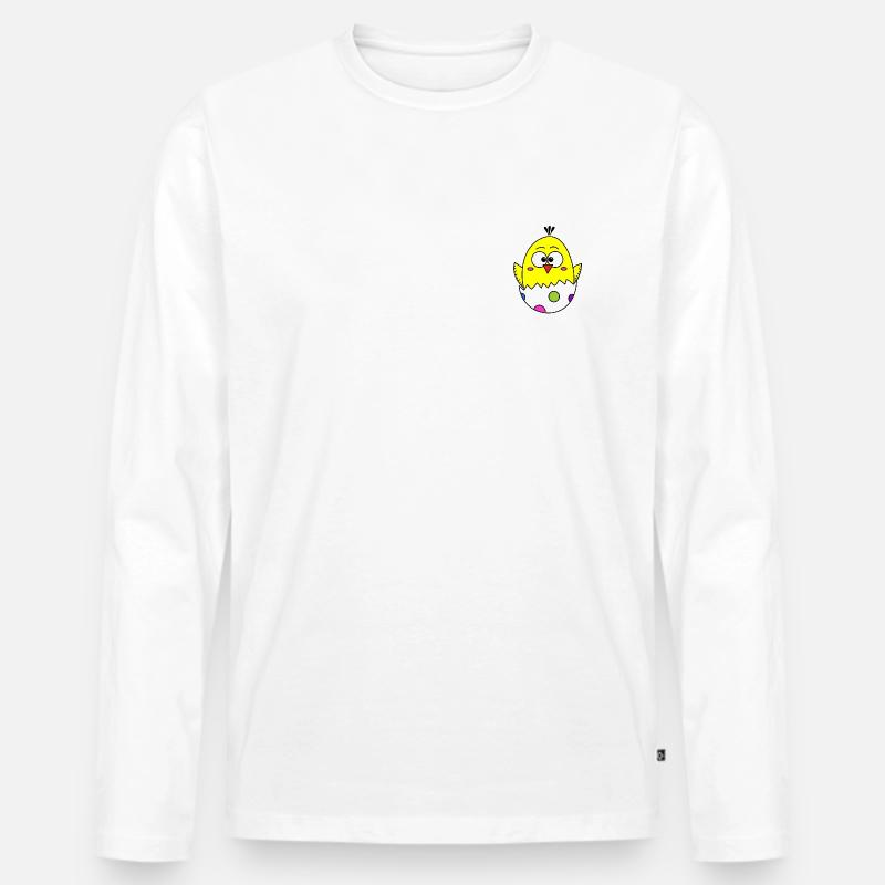 Küken - Männer Premium Bio Langarmshirt - Weiß