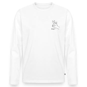 Peeped-in hand - Men's Premium Organic Long Sleeve Shirt - white - Front - Nico (187cm)