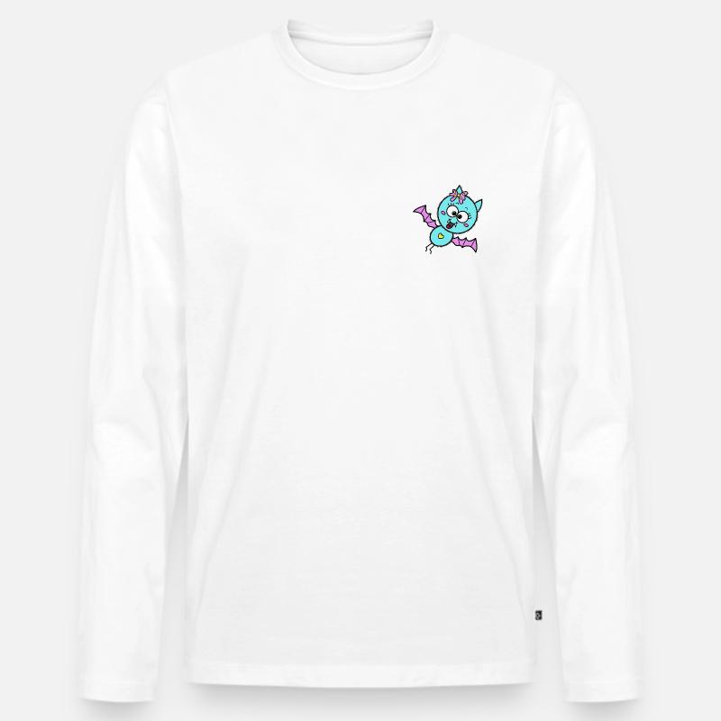 Fledermaus - Männer Premium Bio Langarmshirt - Weiß