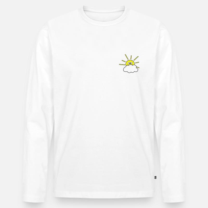 Sonne mit Wolke - Männer Premium Bio Langarmshirt - Weiß