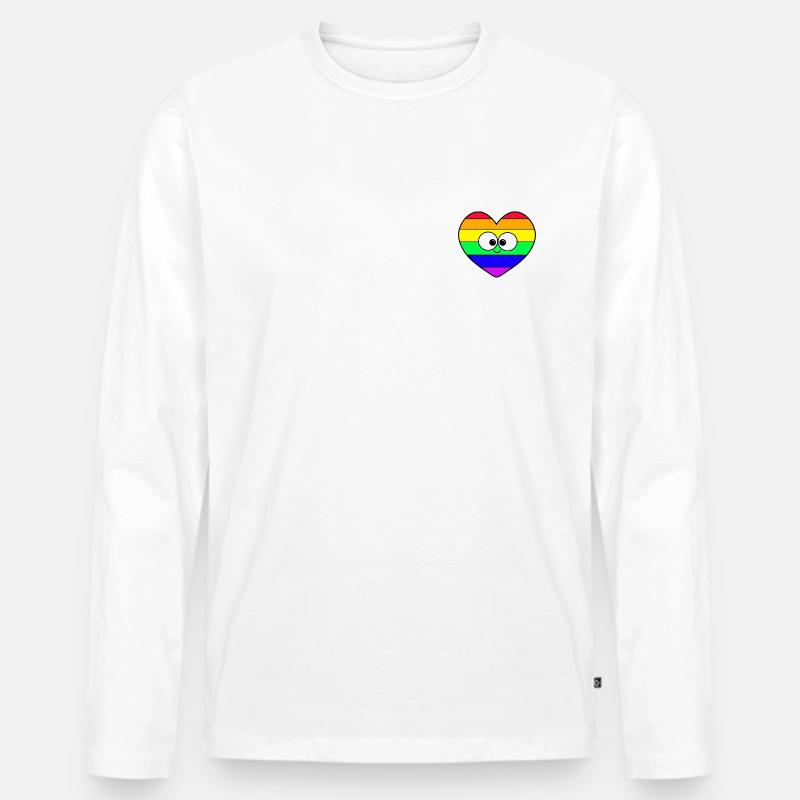 Regenbogen Herz - Männer Premium Bio Langarmshirt - Weiß