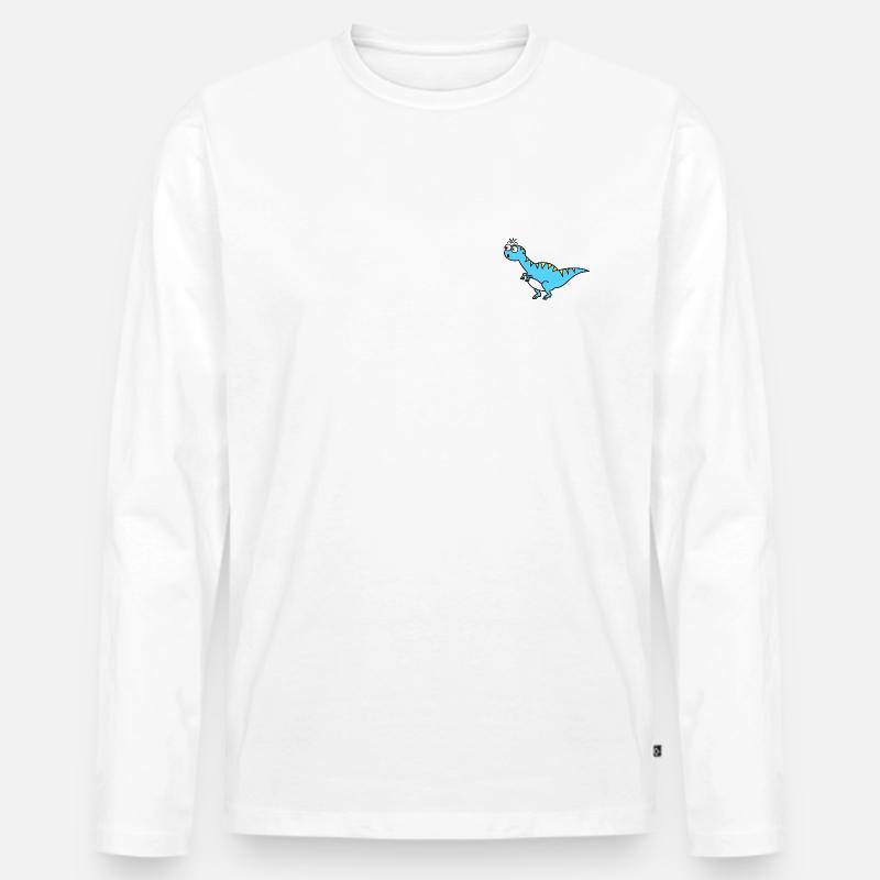 Dinosaurier Blau - Männer Premium Bio Langarmshirt - Weiß