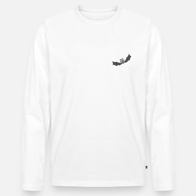 Fledermaus - Männer Premium Bio Langarmshirt - Weiß