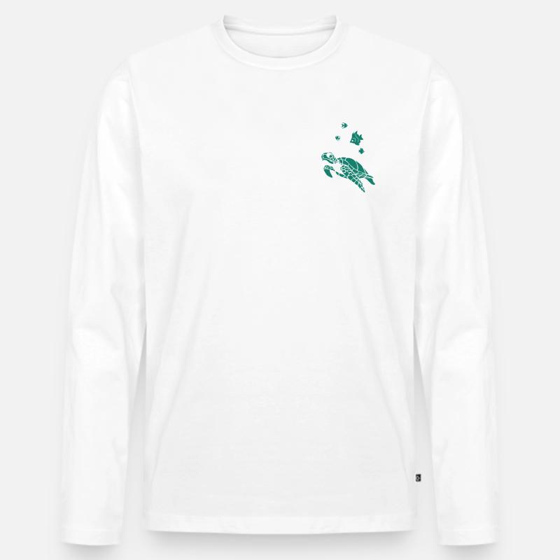 Turtle anf Flag fish - Männer Premium Bio Langarmshirt - Weiß