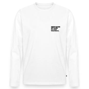 My name is rabbit - I don't know anything - Men's Premium Organic Long Sleeve Shirt - white - Front - Nico (187cm)