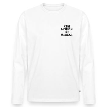 Kein Mensch ist illegal schwarz - Männer Premium Bio Langarmshirt - Weiß - Vorne - Nico (187cm)