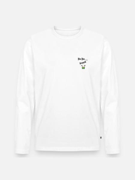 Ho Ho Hoppla - Männer Premium Bio Langarmshirt - Weiß