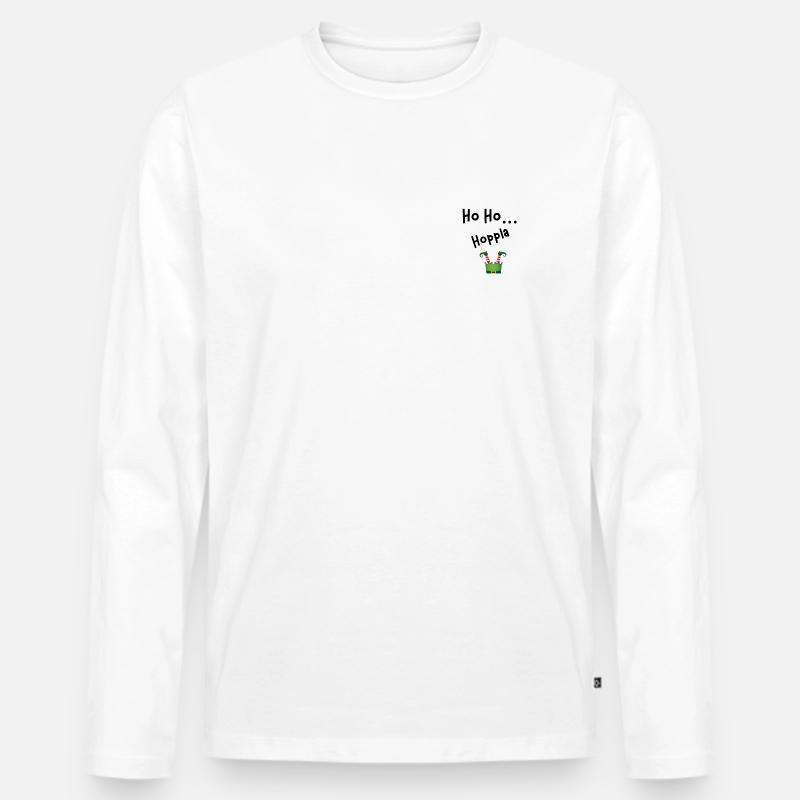 Ho Ho Hoppla - Männer Premium Bio Langarmshirt - Weiß