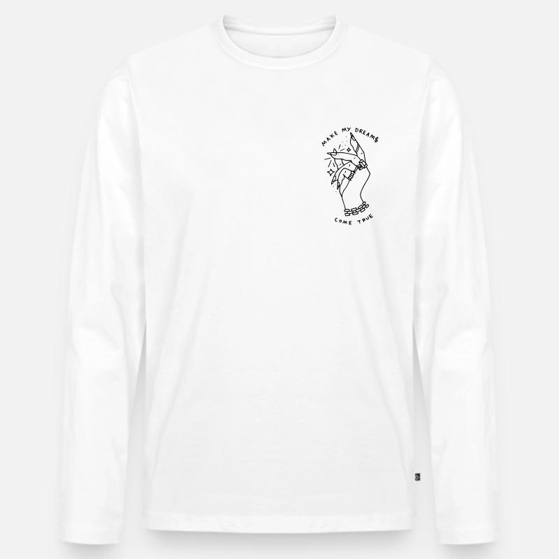 "Make My Dream$ Come True" Hand Geschenk Idee - Männer Premium Bio Langarmshirt - Weiß