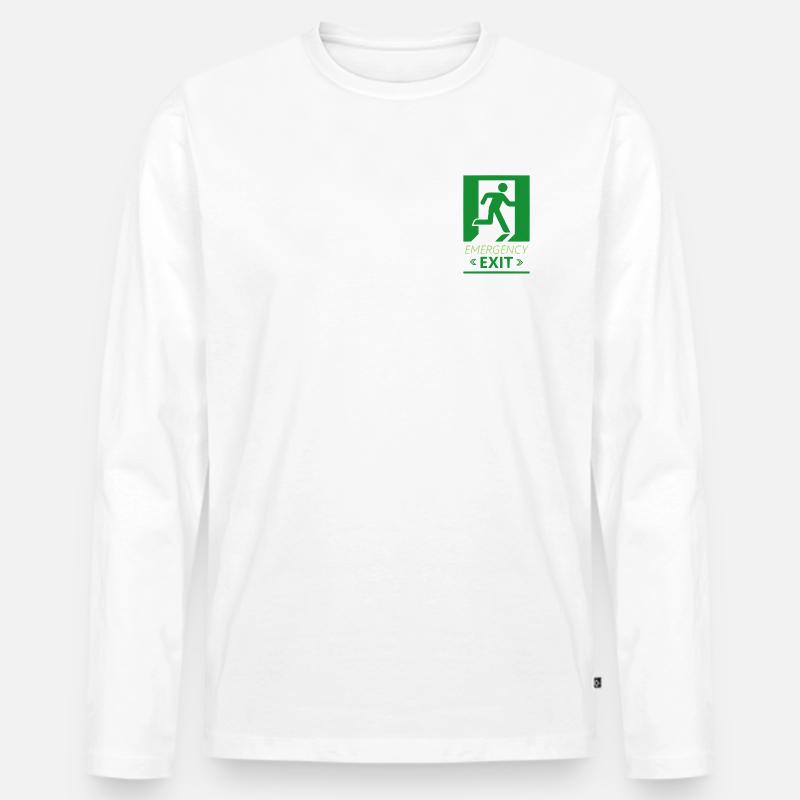 Emergency Exit Basic Green - Men's Premium Organic Long Sleeve Shirt - white
