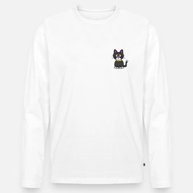 Katze - Männer Premium Bio Langarmshirt - Weiß