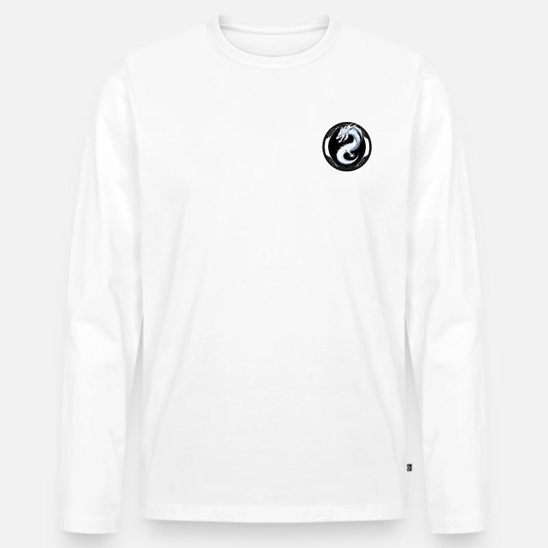 Drachen-Logo - Männer Premium Bio Langarmshirt - Weiß