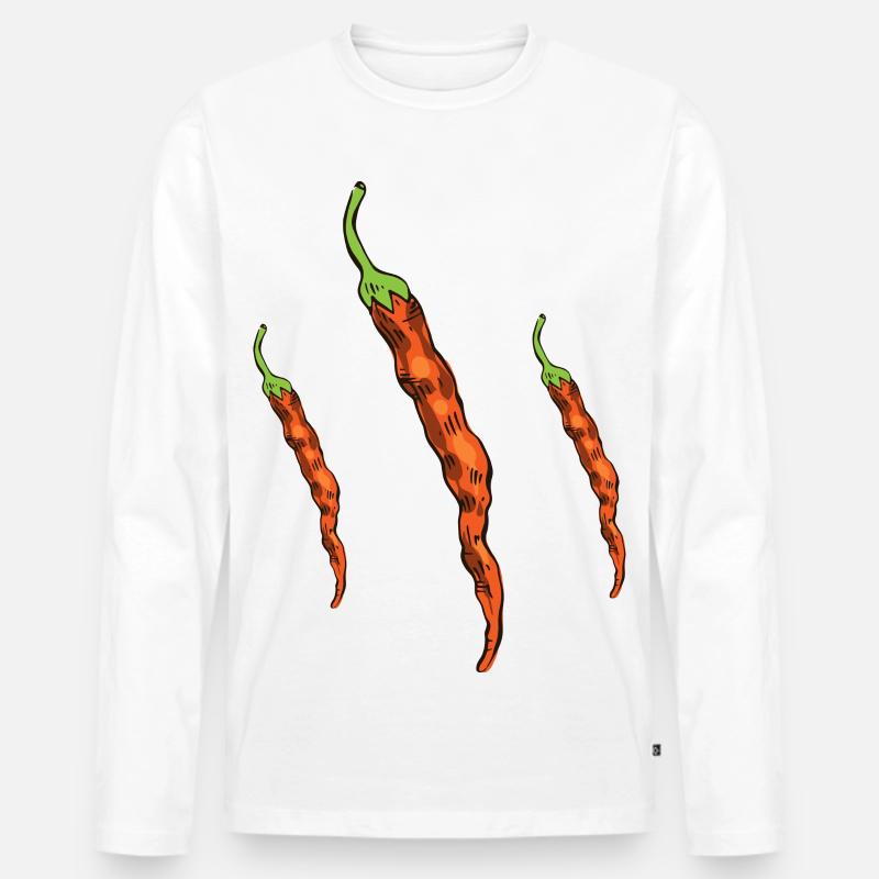 Chilischoten - Männer Premium Bio Langarmshirt - Weiß