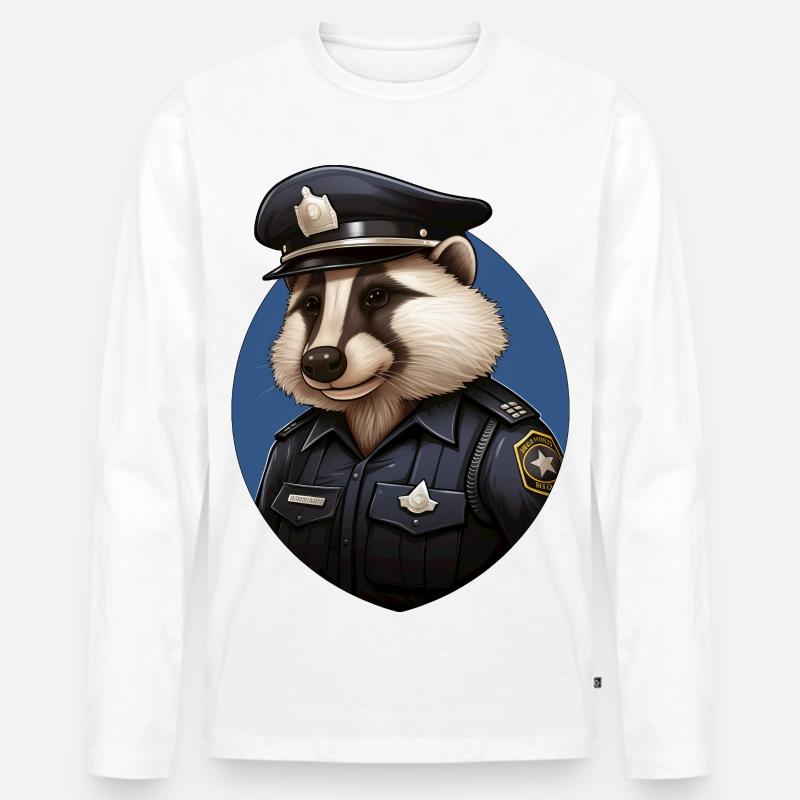 Polizei Dachs - Männer Premium Bio Langarmshirt - Weiß