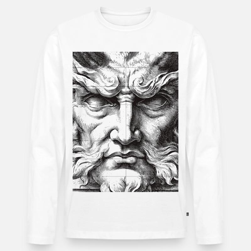 Steingesicht - Männer Premium Bio Langarmshirt - Weiß