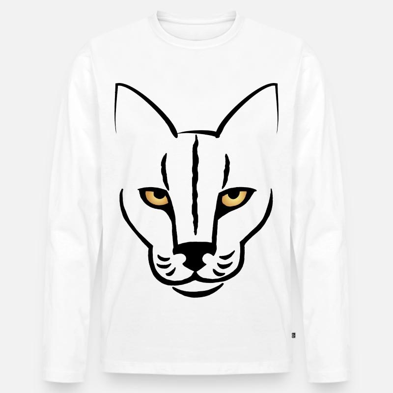 Der Blick der Katze - Männer Premium Bio Langarmshirt - Weiß