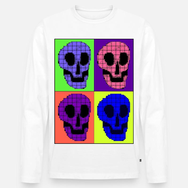 Vier bunte Totenköpfe - Männer Premium Bio Langarmshirt - Weiß