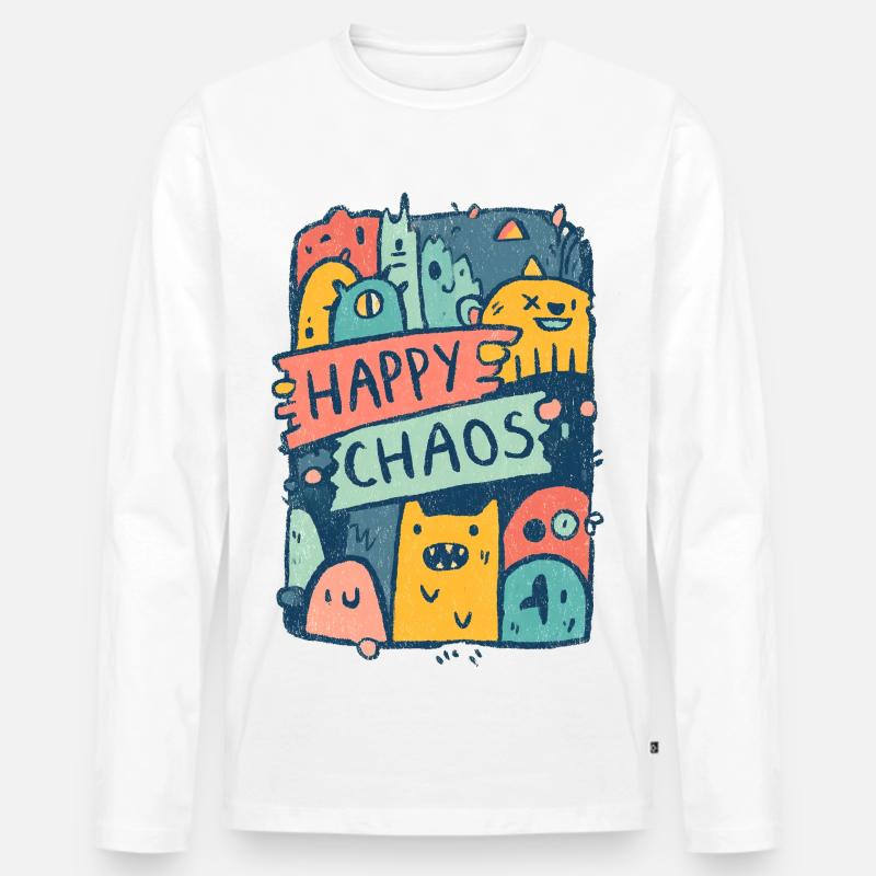 Buon Mostro del Caos - Maglia a manica lunga ecologica premium da uomo - bianco