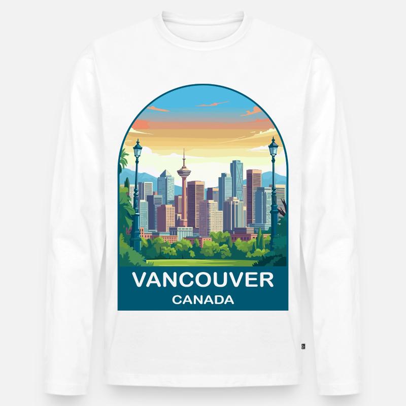 Vancouver Canada Harbour Centre Reisekunst - Männer Premium Bio Langarmshirt - Weiß