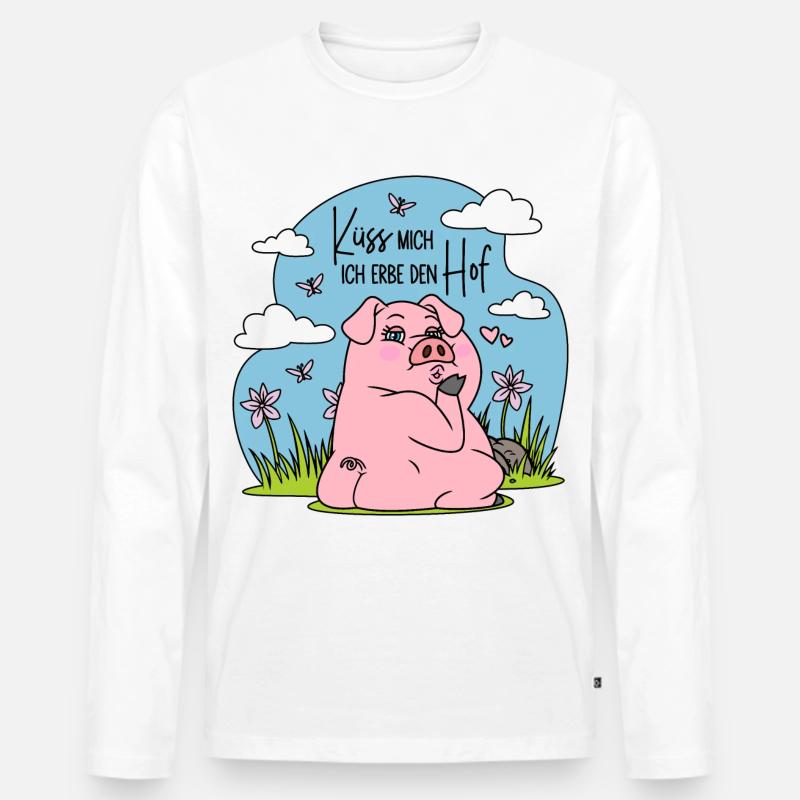 Bauernhof Bauer Schwein Küss mich Ich erbe den Hof - Männer Premium Bio Langarmshirt - Weiß