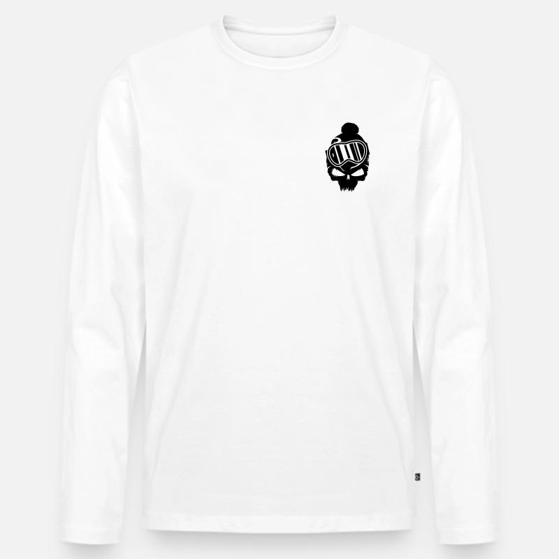 Snowboard Skull mit Snowboard Brille - Männer Premium Bio Langarmshirt - Weiß
