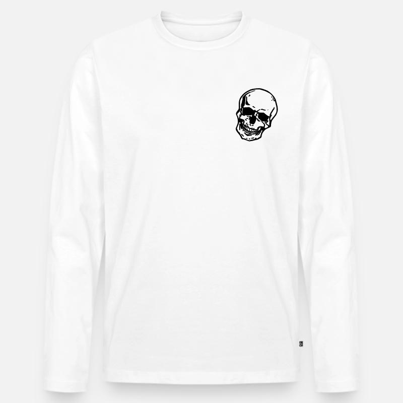 Totenschädel - Männer Premium Bio Langarmshirt - Weiß
