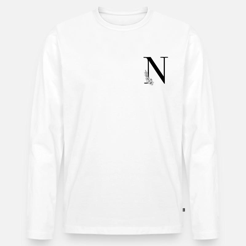 Buchstabe N - Männer Premium Bio Langarmshirt - Weiß