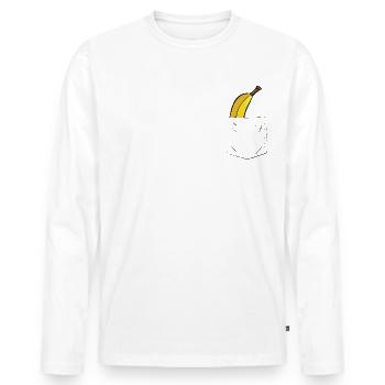 Banane dans la poche - T-shirt manches longues Premium bio Homme - blanc - Devant - Nico (187cm)