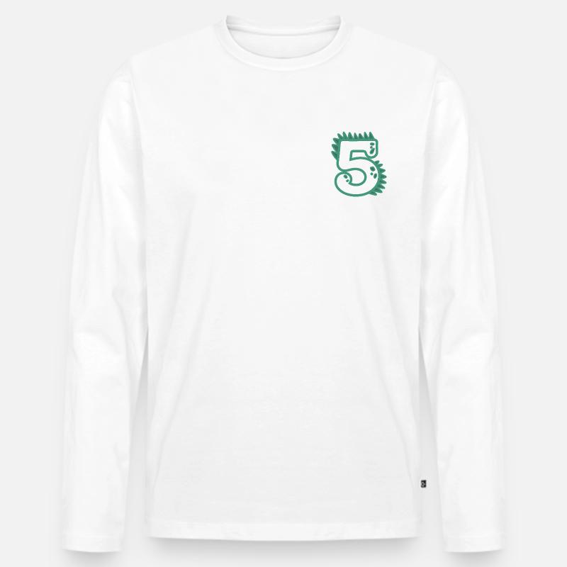Zahl 5 - Männer Premium Bio Langarmshirt - Weiß