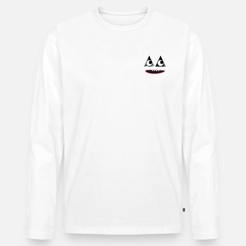 Happy Face - Männer Premium Bio Langarmshirt - Weiß
