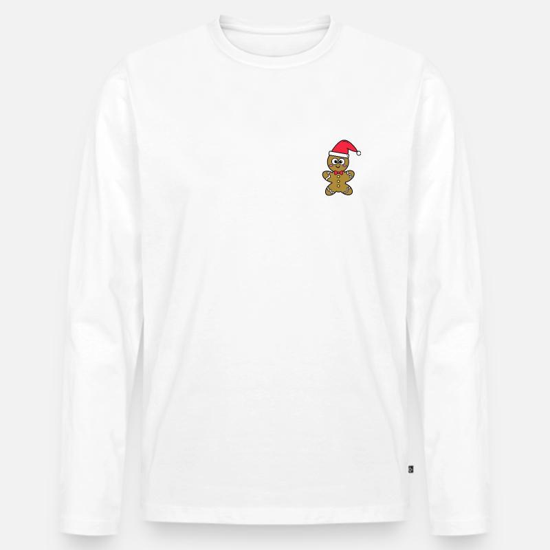Lebkuchenmann - Männer Premium Bio Langarmshirt - Weiß