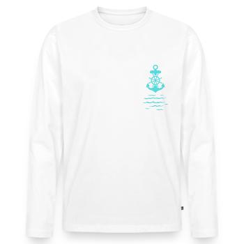 ancre bleue dans la mer - T-shirt manches longues Premium bio Homme - blanc - Devant - Nico (187cm)
