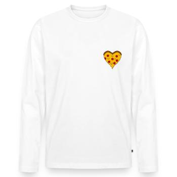 Pizza Herz I Love Pizza - Männer Premium Bio Langarmshirt - Weiß - Vorne - Nico (187cm)